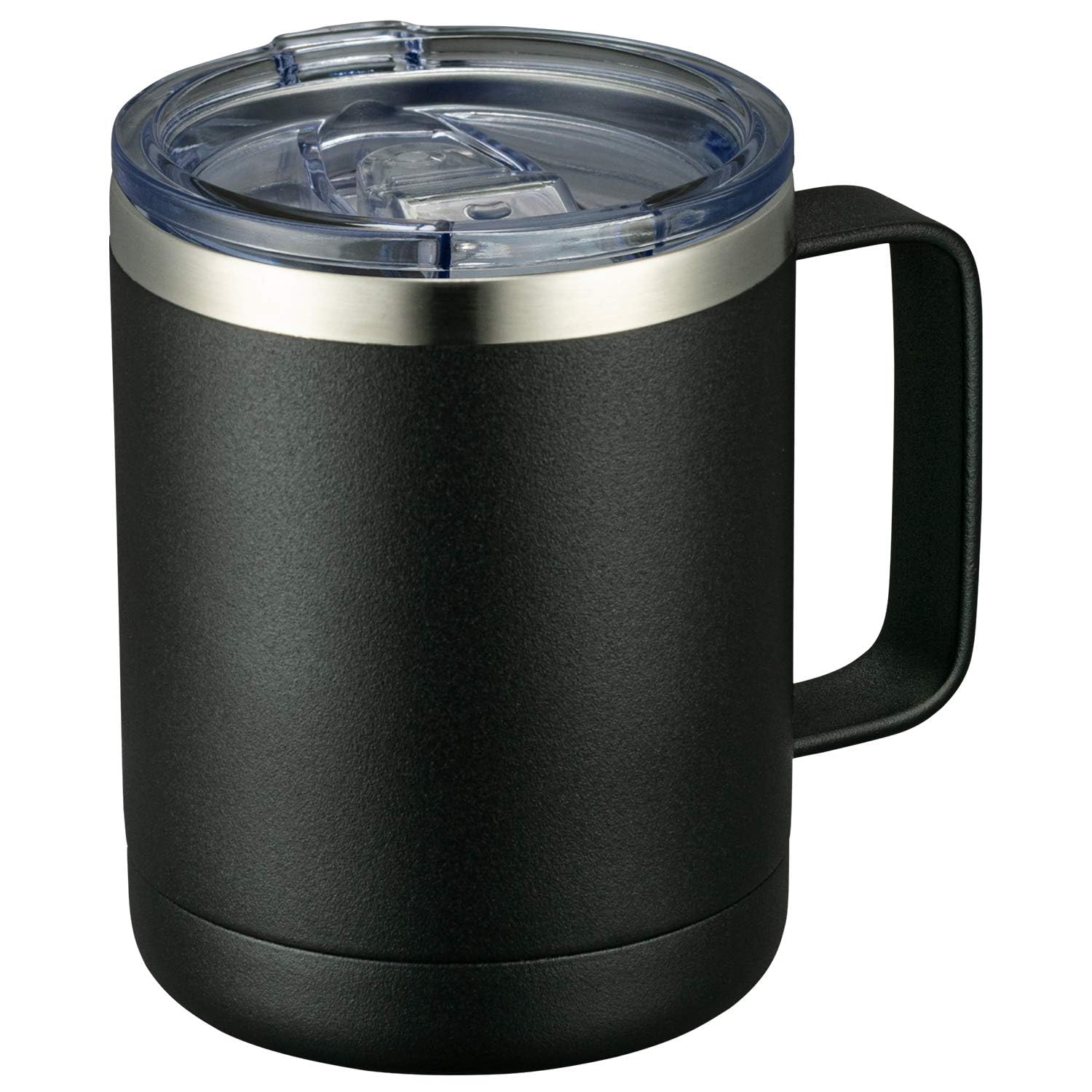 MEWAY 12oz Coffee Mug With Handle and Sliding LidStainless Steel Travel Tumbler Cup with HandleDouble Wall Vacuum Insulated Camping Cup for Hot & Cold Drinks Tea (BlackSet of 1