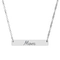 Engraved Horizontal Bar Necklace — Personalized "Mom" Sterling Pendant