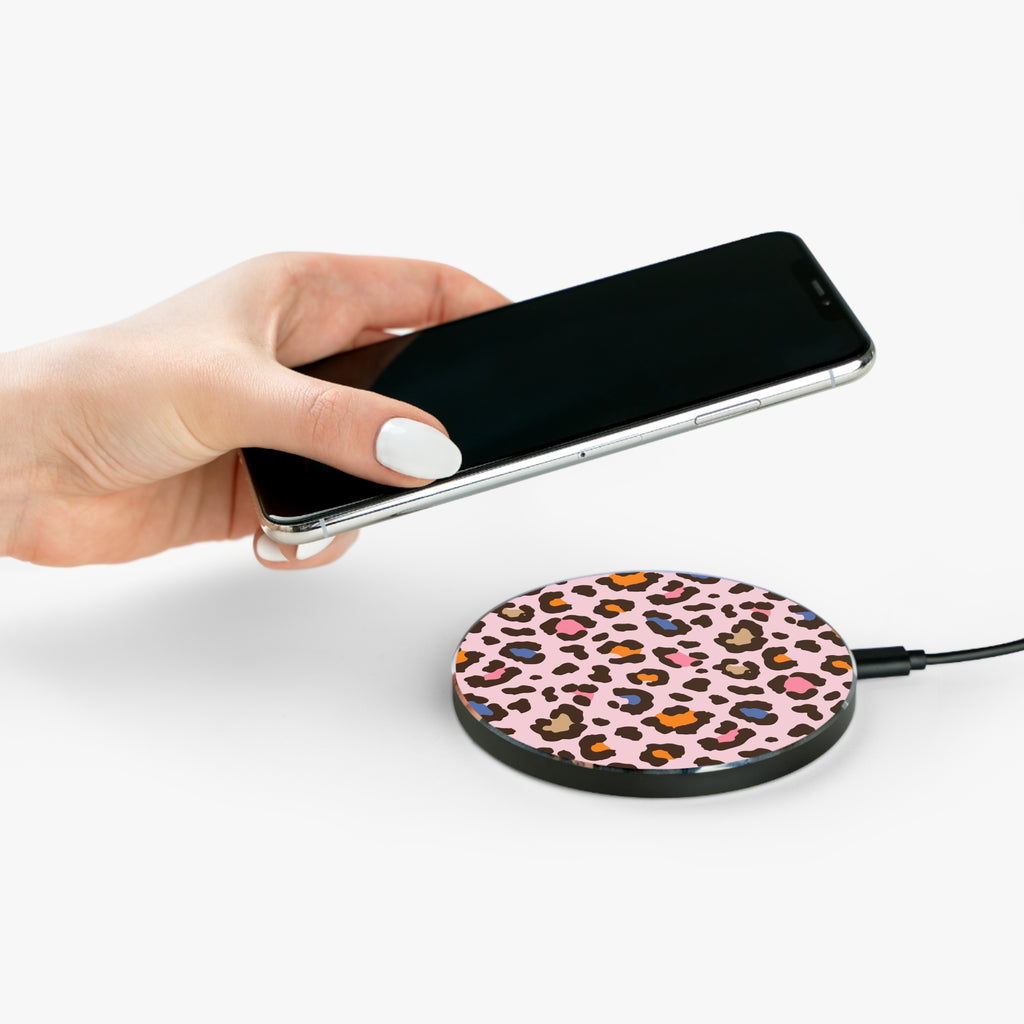 Pink Leopard Wireless Charger – Colorful Animal Print Qi Fast Charger