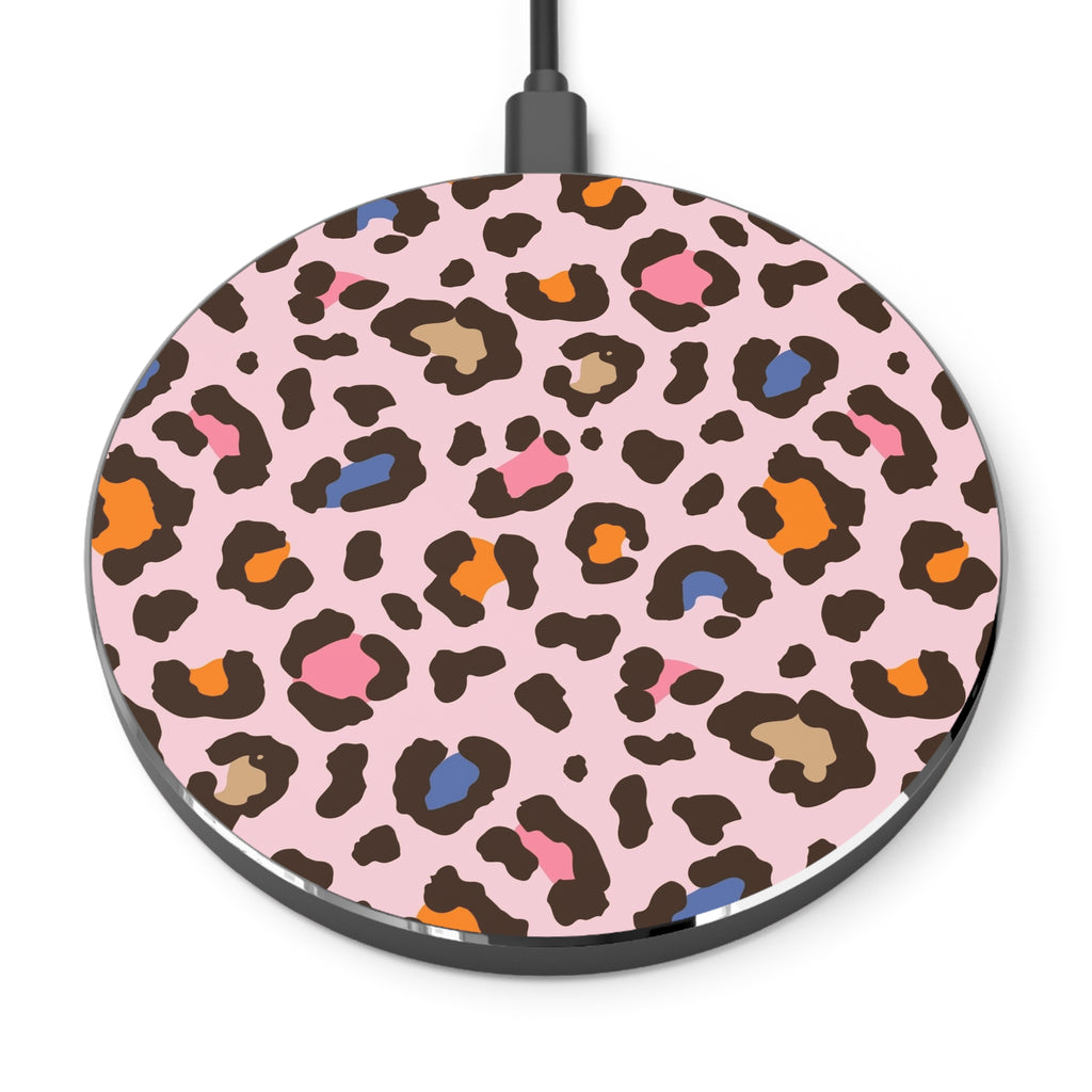 Pink Leopard Wireless Charger – Colorful Animal Print Qi Fast Charger