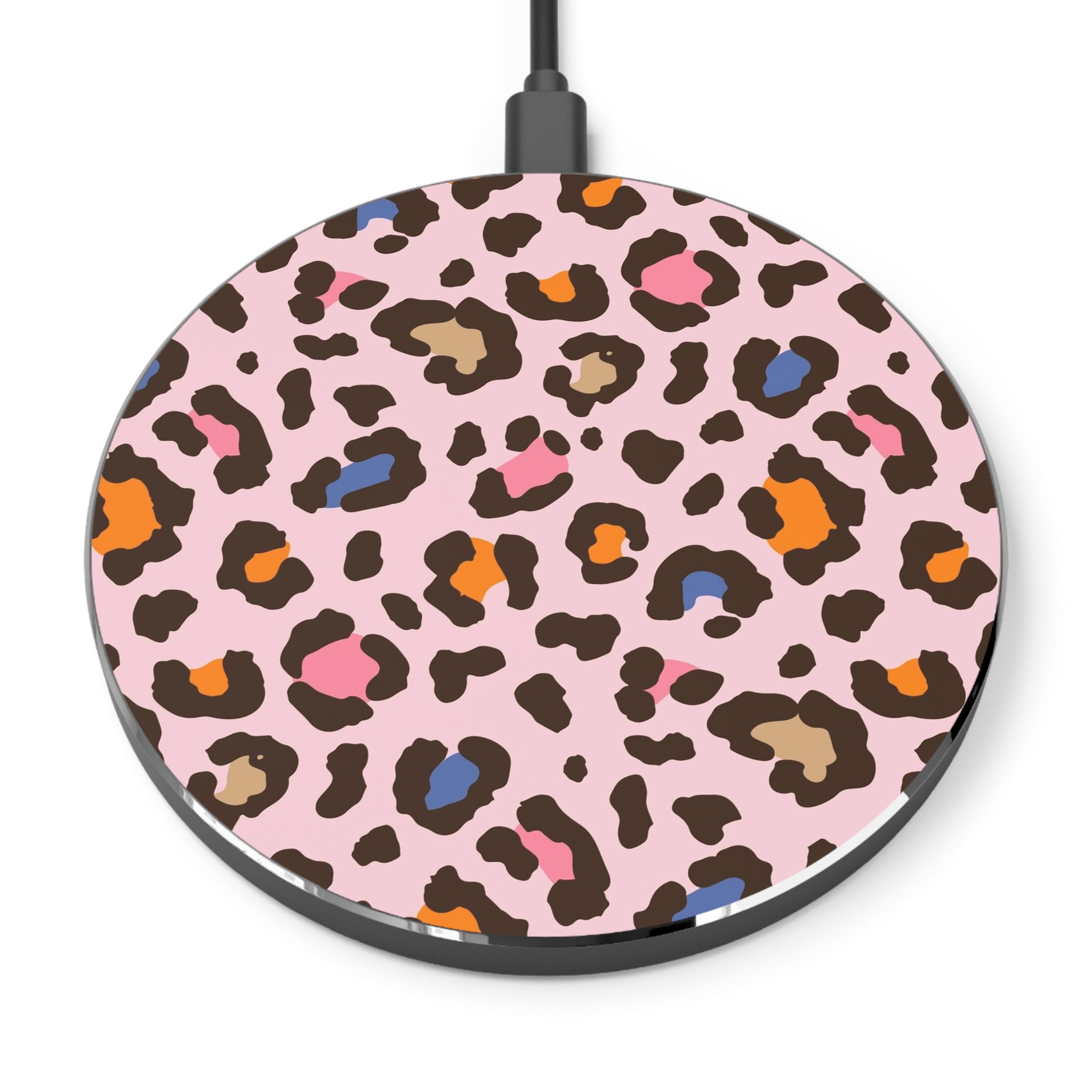 Pink Leopard Wireless Charger – Colorful Animal Print Qi Fast Charger