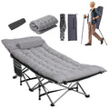 LOENIY Wide Folding Camping Cots with Pillow & Extra Thick Matress Cots for Sleeping 900 LBS Camping Bed for Adults with Cushion Sleeping Cot (Grey)